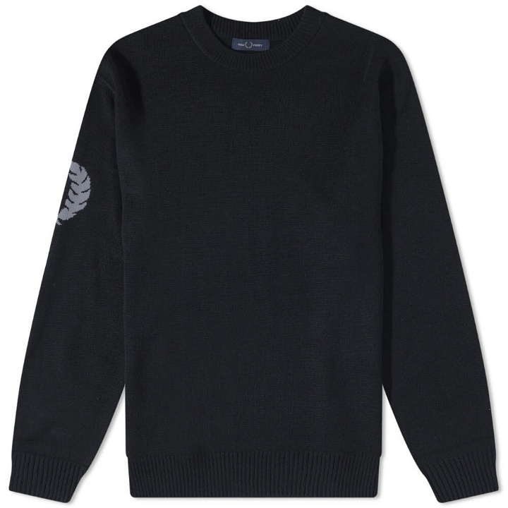 Photo: Fred Perry Authentic Men's Laurel Wreath Crew Knit in Black