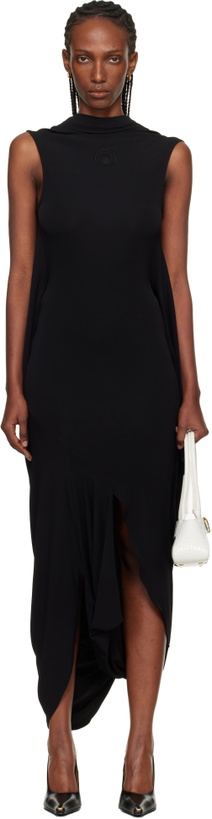 Photo: Marine Serre Black Draped Jersey Sleeveless Open-Back Maxi Dress