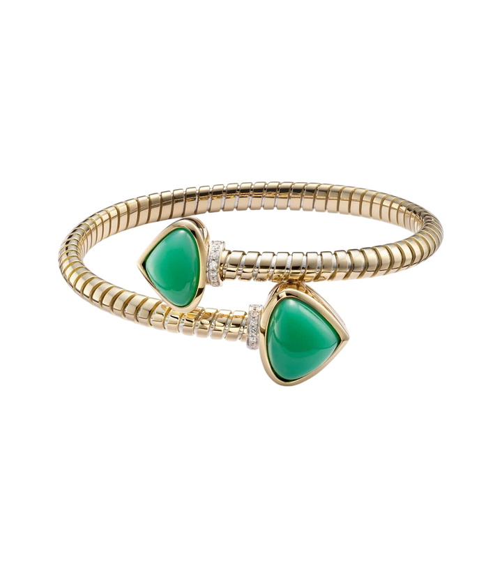 Photo: Marina B Trisolina Bypass 18kt gold cuff bracelet with diamonds and chrysoprase