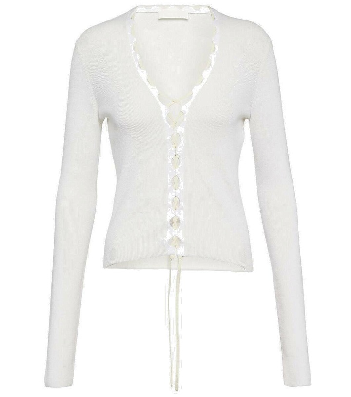 Photo: Dion Lee Lace-up ribbed-knit cotton cardigan