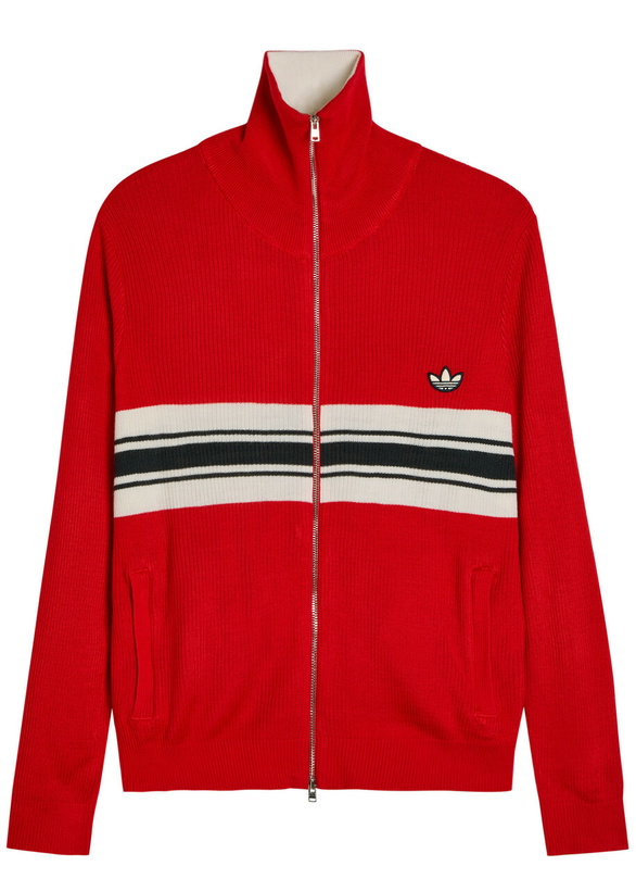 Photo: Adidas X Wales Bonner Stripe-intarsia Knit Cardigan Red