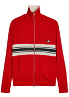 Adidas X Wales Bonner Stripe-intarsia Knit Cardigan Red