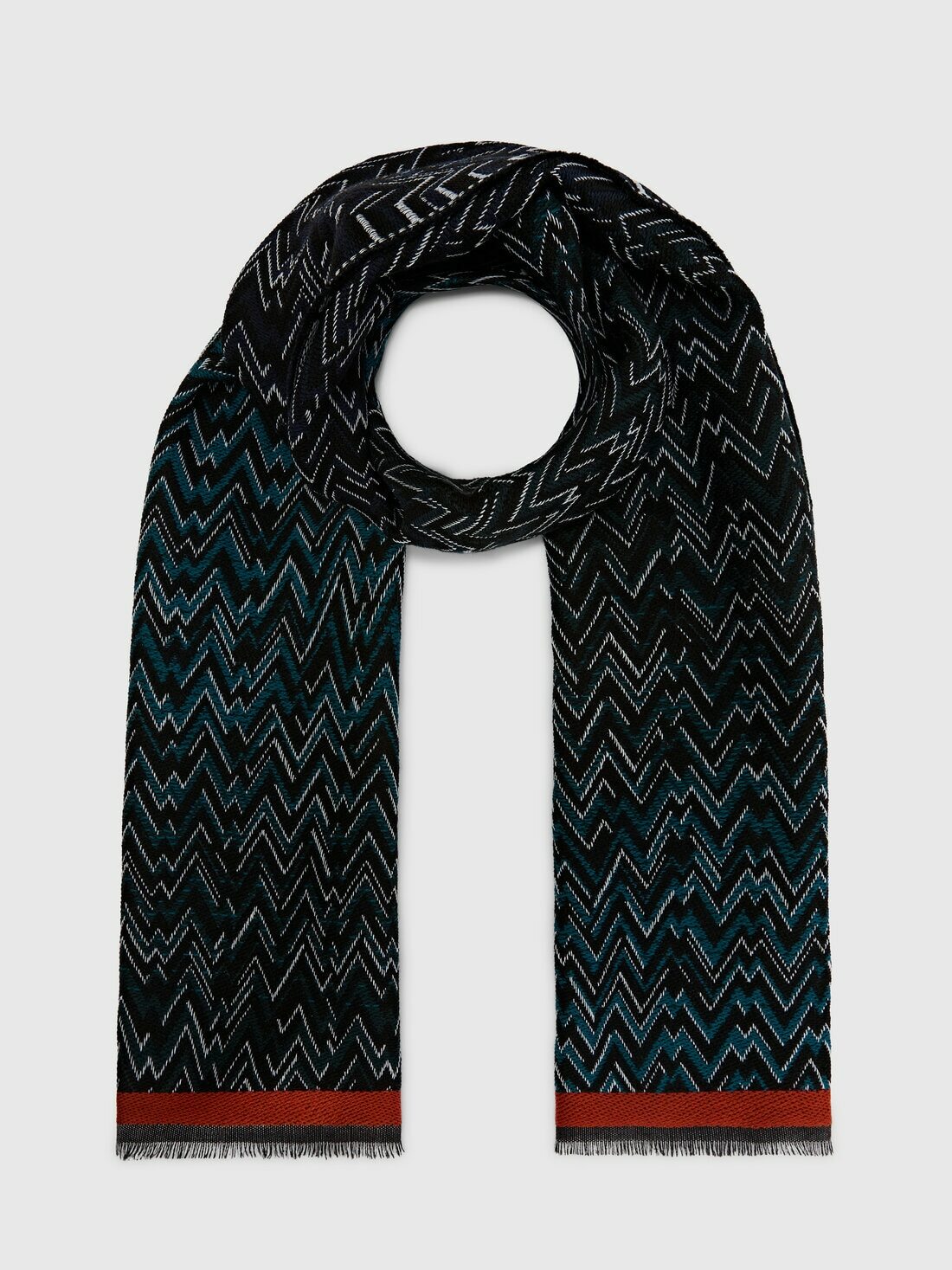 Missoni - Wool zig zag scarf with contrast trim, Men, Multicoloured