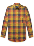 DRAKE'S - Button-Down Collar Checked Cotton, Linen and Ramie-Blend Shirt - Yellow