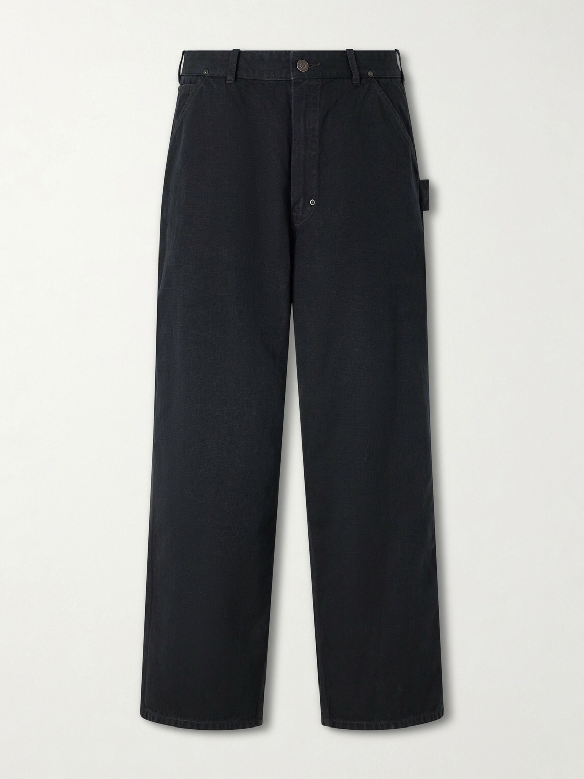 A.PRESSE - Vintage Wide-Leg Cotton, Hemp and Silk-Blend Canvas Trousers - Black