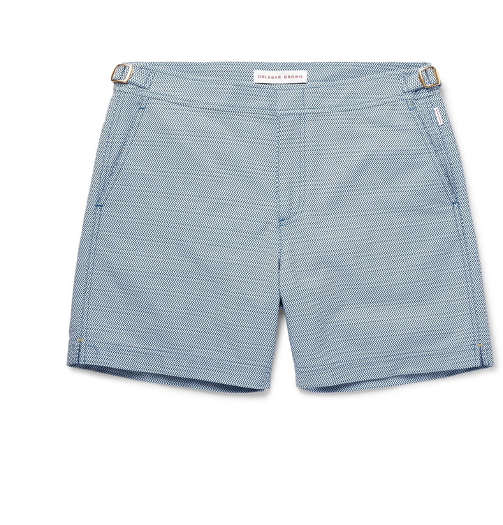 Photo: Orlebar Brown - Bulldog X Pensacola Mid-Length Jacquard Swim Shorts - Blue