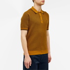 Fred Perry Men's Textured Knit Polo Shirt in Dark Caramel