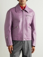 Jil Sander - Pebble-Grain Leather Jacket - Purple