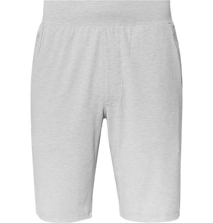 Photo: Under Armour - Recovery Sleepwear Slim-Fit Mélange Stretch Tech-Jersey Shorts - Gray