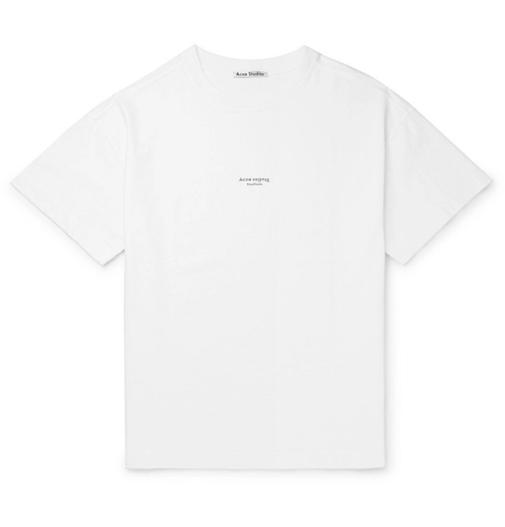 Photo: Acne Studios - Oversized Logo-Print Garment-Dyed Cotton-Jersey T-Shirt - White