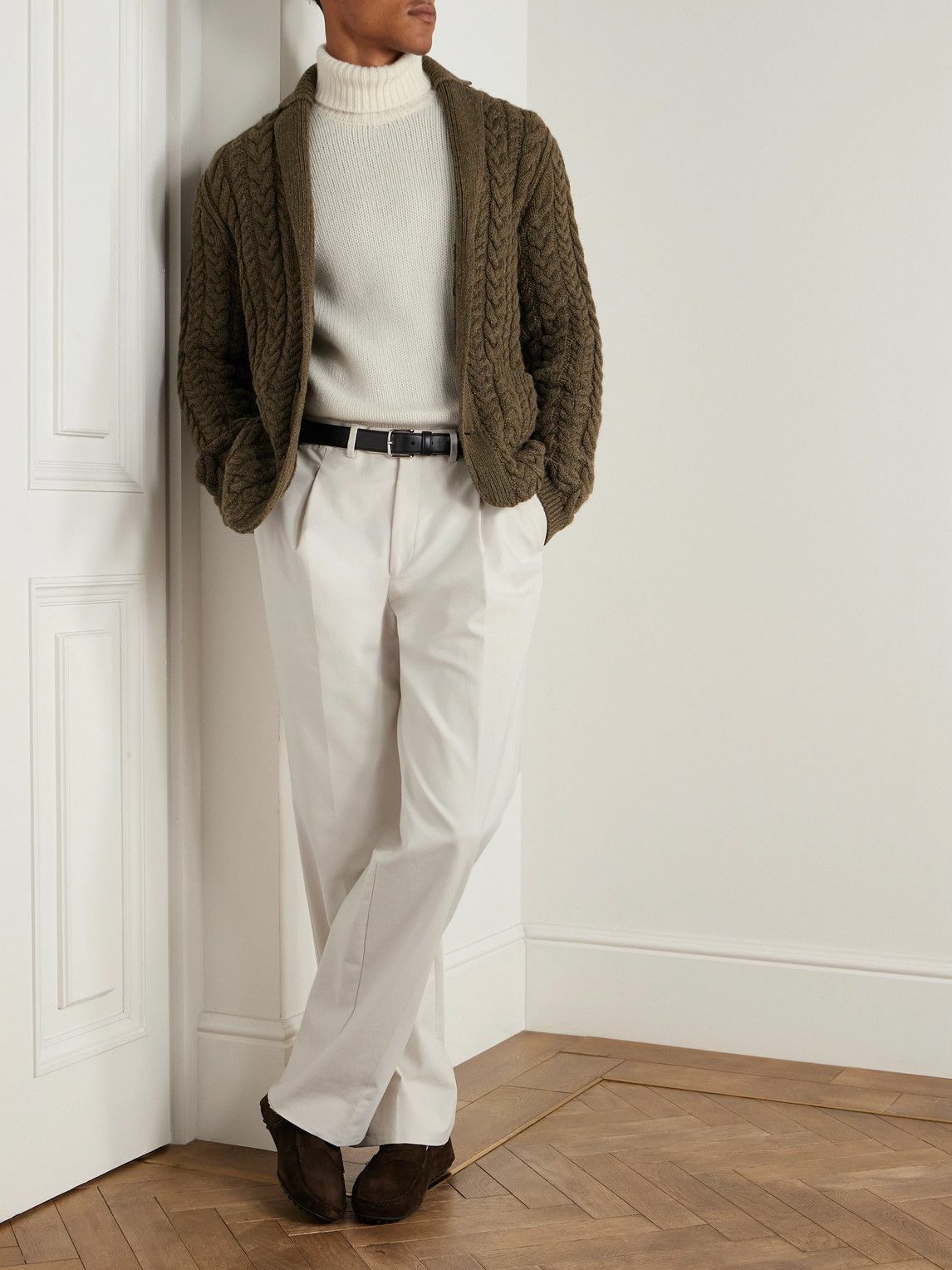 Ralph Lauren Purple label - Slim-Leg Cotton-Moleskin Trousers - Neutrals