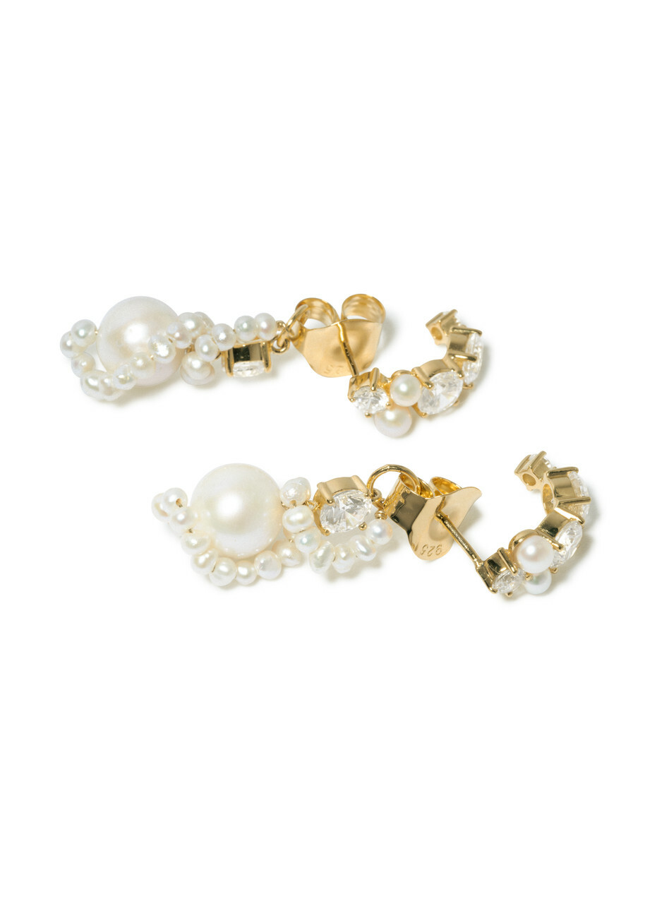 Completedworks Pearl and Zirconia-embellished 18kt Gold Vermeil Earrings - One Size