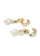 Completedworks Pearl and Zirconia-embellished 18kt Gold Vermeil Earrings - One Size