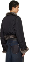 Alexander Wang Black Fur Trim Down Jacket