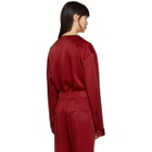 Haider Ackermann Red Satin Binding Detail Shirt