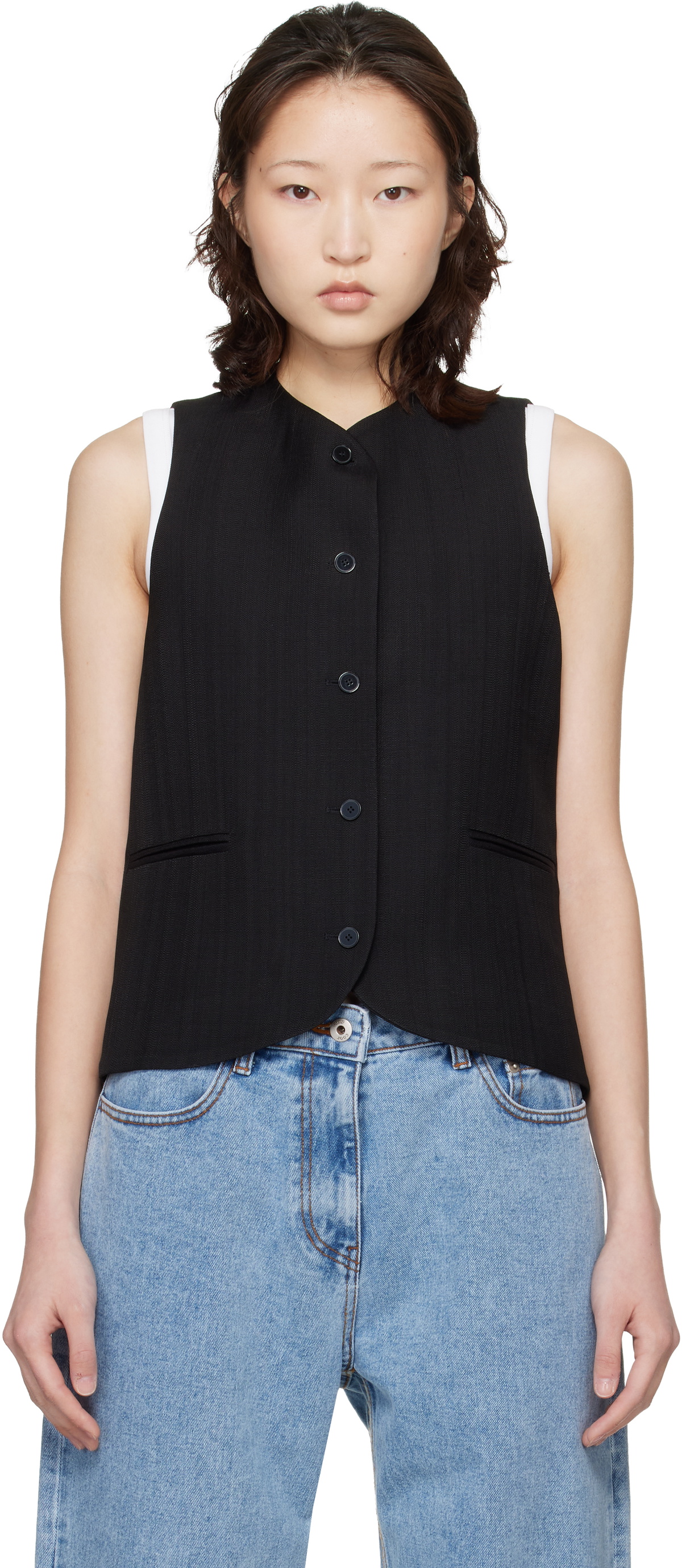 Loulou de Saison Black Paco Tailored Waistcoat