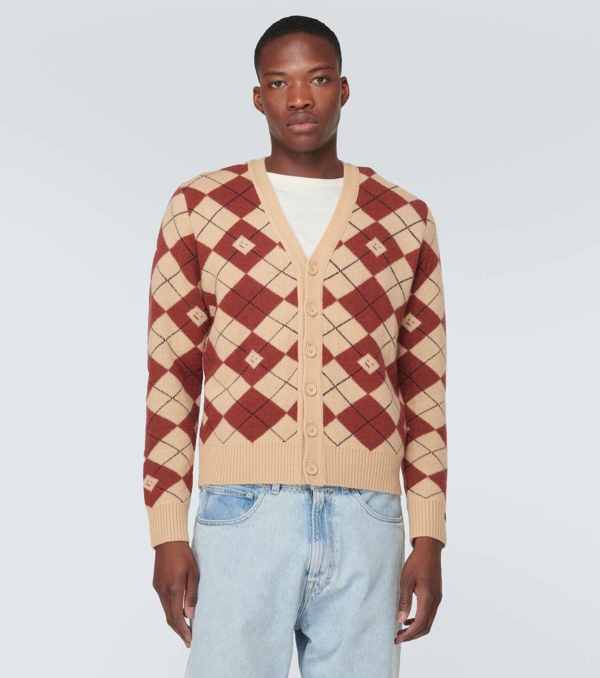 Acne Studios Argyle Wool-blend Jacquard Cardigan Acne Studios