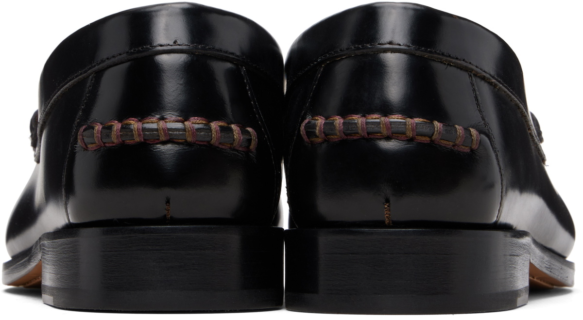 Paul Smith Black 'Signature Stripe' Leather 'Lido' Loafers