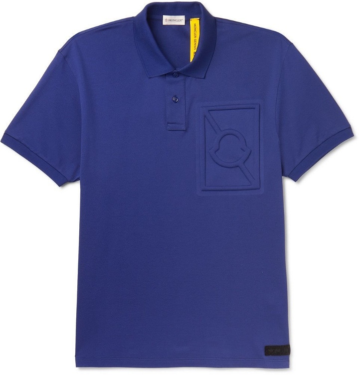 Photo: Moncler Genius - 5 Moncler Craig Green Logo-Embossed Cotton-Piqué Polo Shirt - Men - Blue