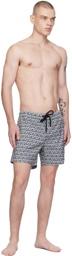 Moncler Navy & White Printed Swim Shorts