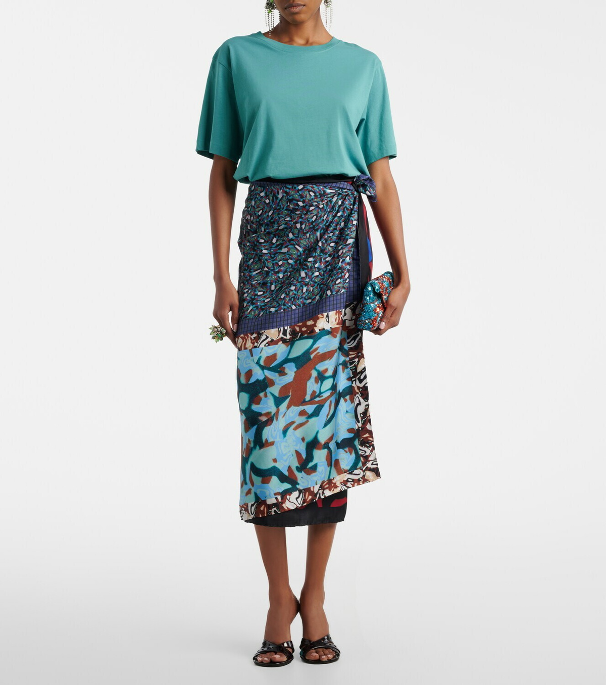 Dries Van Noten Scarfy printed silk wrap skirt
