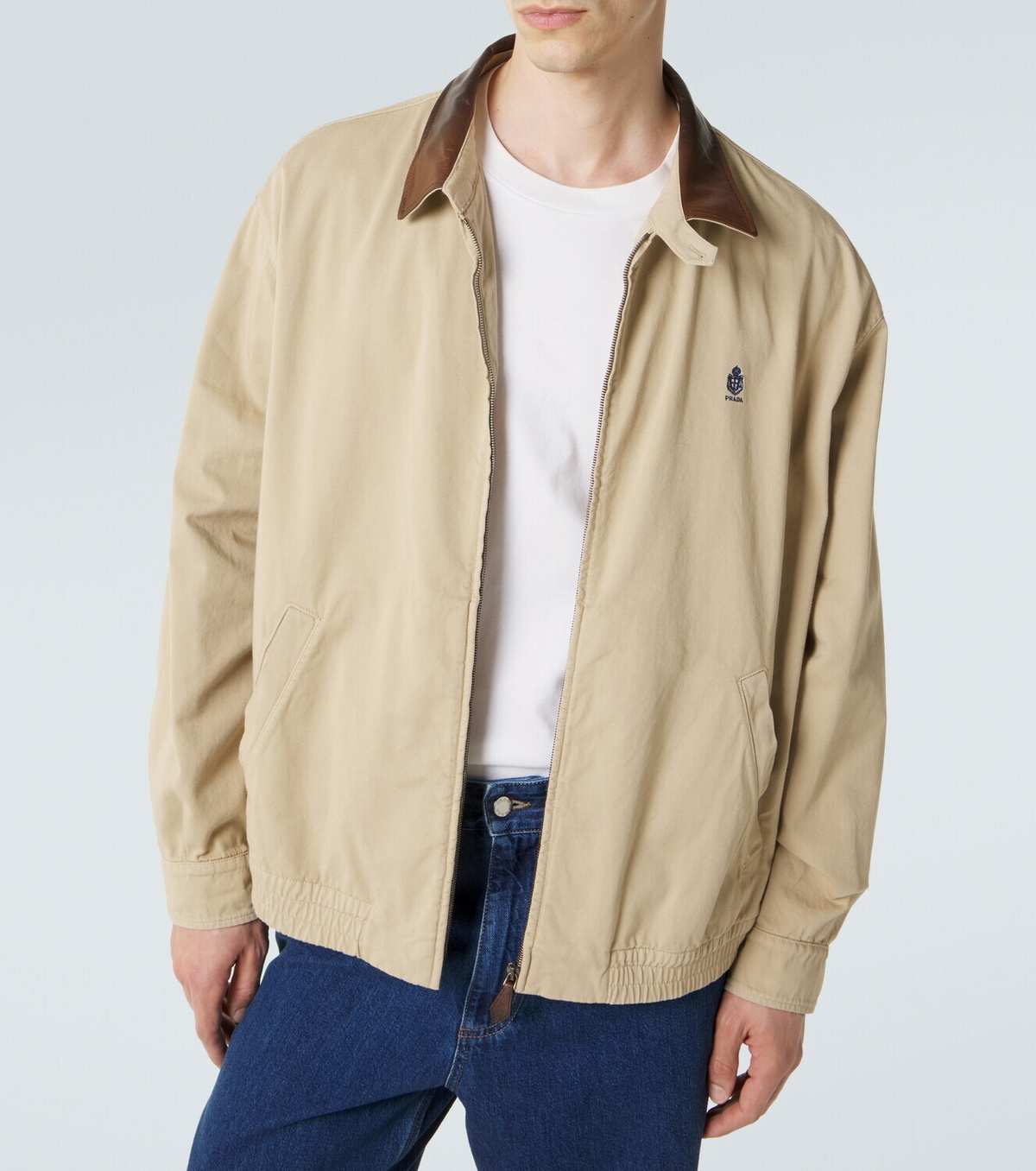 Prada Leather-trimmed cotton blouson jacket