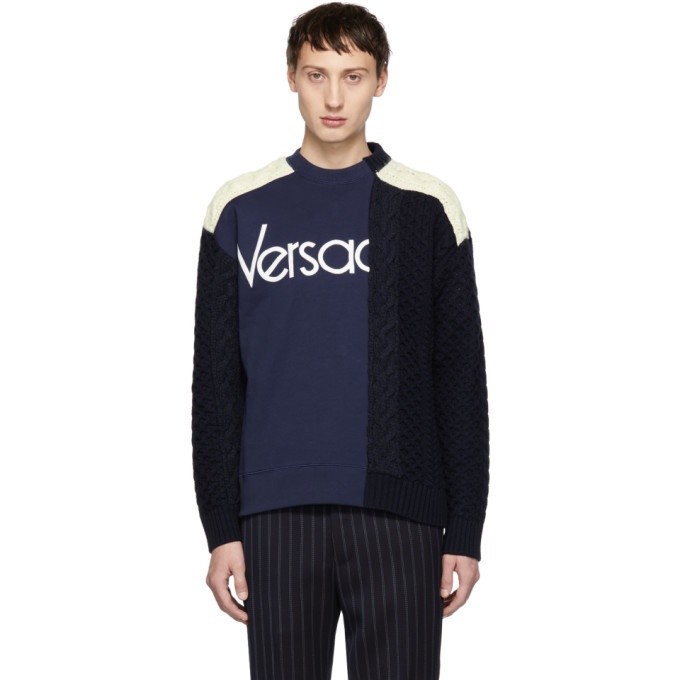 Photo: Versace Navy and White Hybrid Sweater