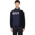Versace Navy and White Hybrid Sweater