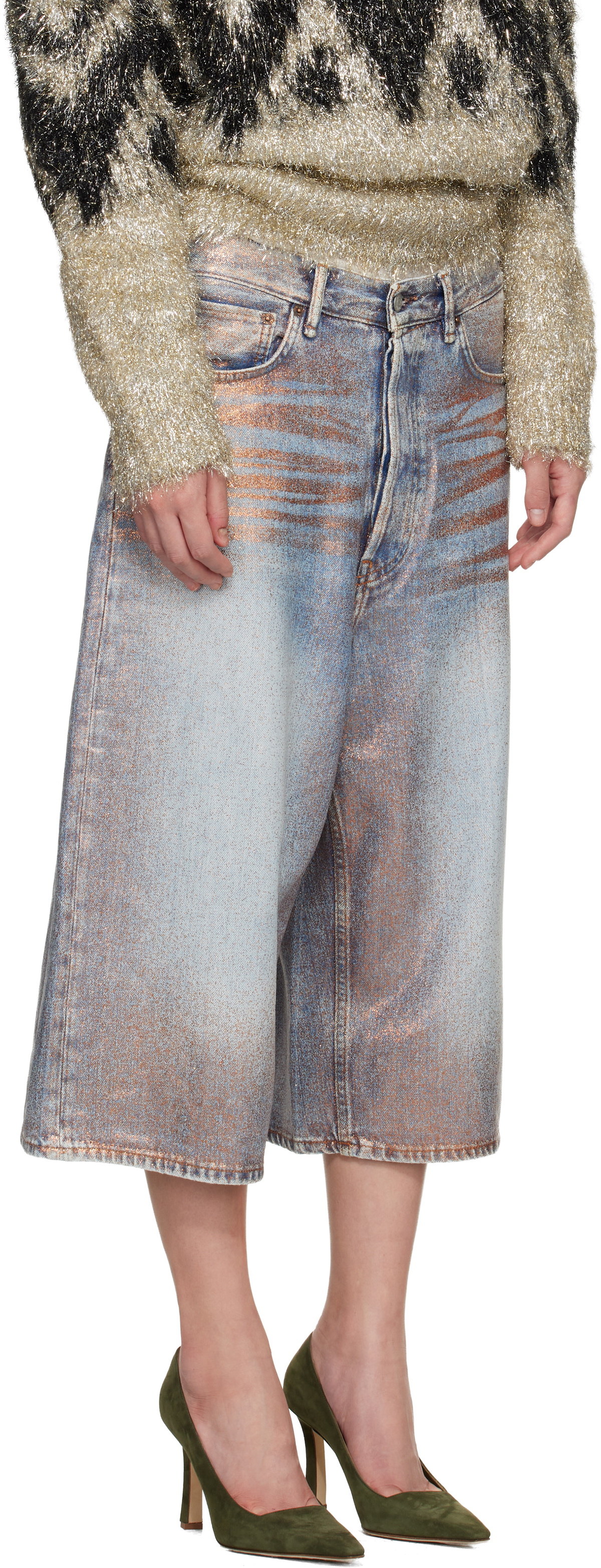 Acne Studios Blue Glitter Dawn Denim Shorts