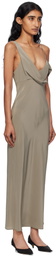 St. Agni Gray Silk Drape Midi Dress