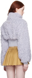 Nodress Blue Cropped Faux-Fur Jacket