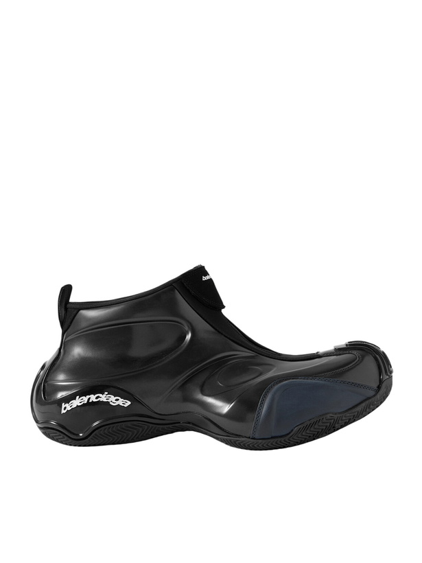 Photo: Balenciaga - Basketball Neoprene-Trimmed Rubber Sneakers - Black