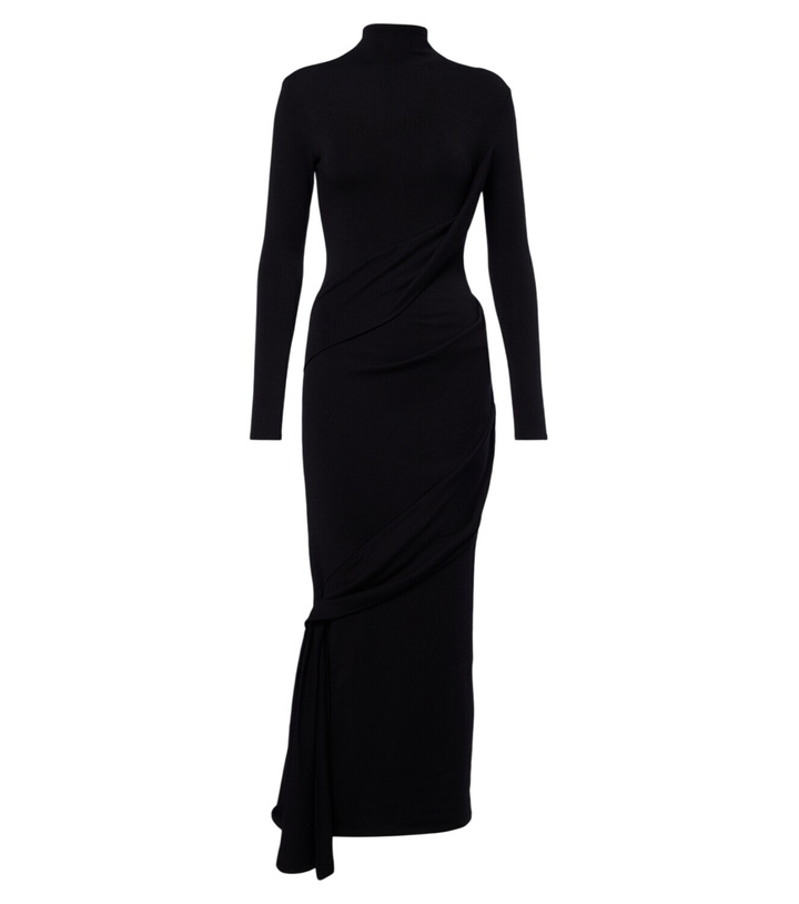 Photo: Mugler Draped wool-blend jersey midi dress