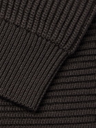 Kaptain Sunshine - Ribbed Wool Zip-Up Cardigan - Brown