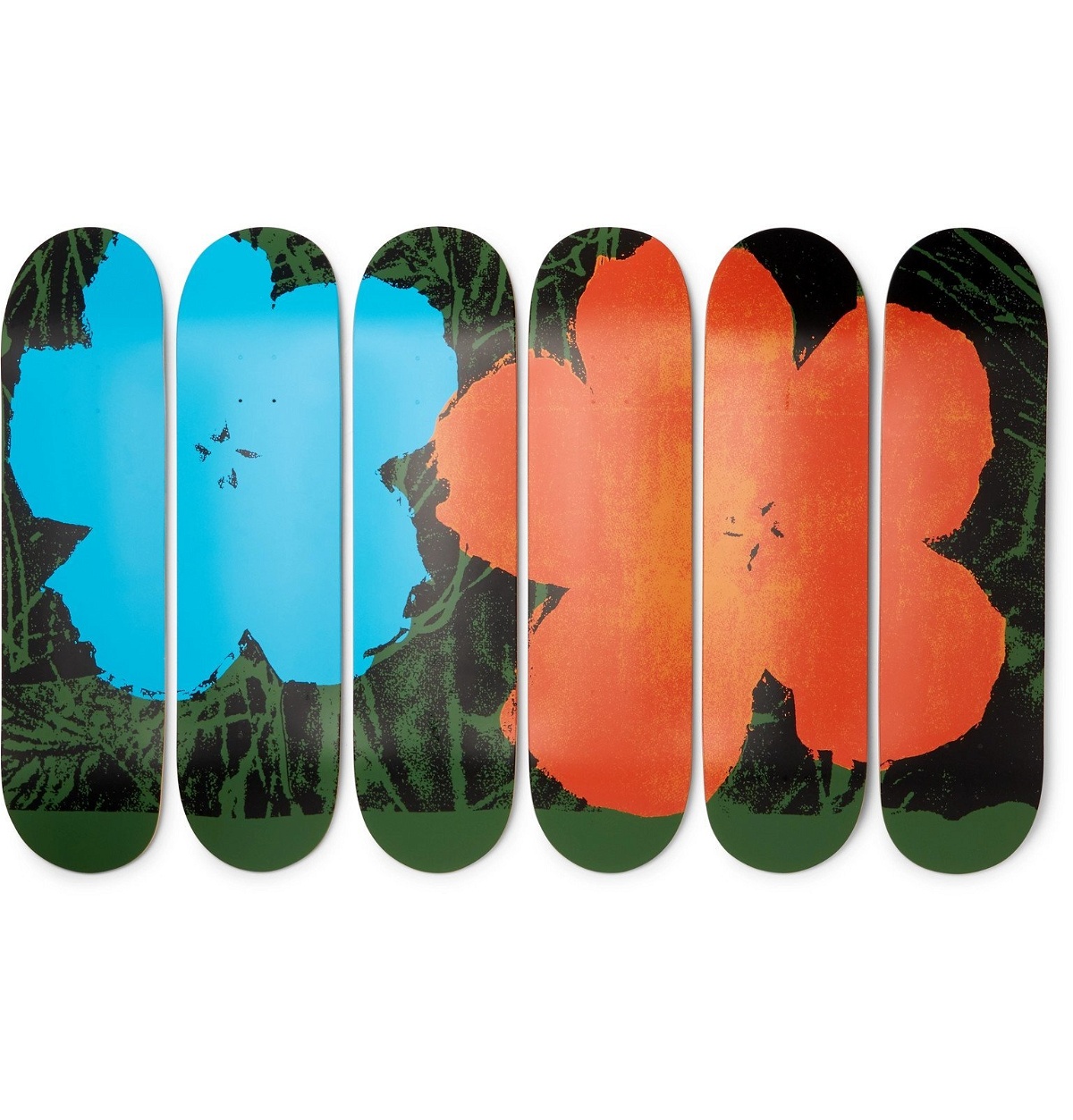 Photo: The SkateRoom - Andy Warhol Set of Six Printed Wooden Skateboards - Orange