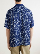 KAPITAL - Okura Camp-Collar Printed Linen Shirt - Blue