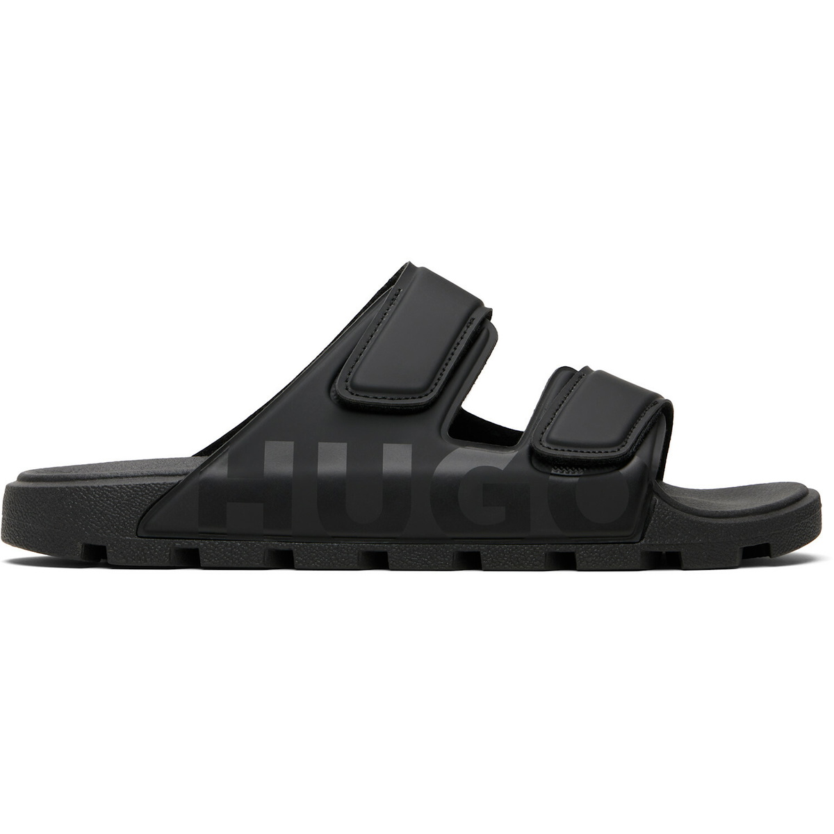 Hugo Black Logo Double Touch-Closure Straps Sandals
