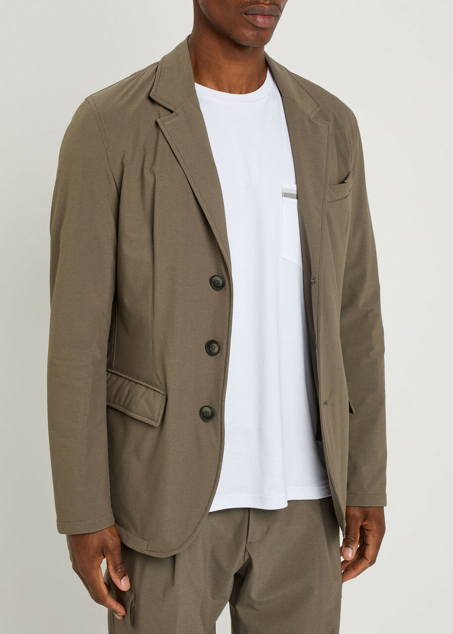 Herno Hooded-insert Layered Nylon Blazer Jacket Taupe