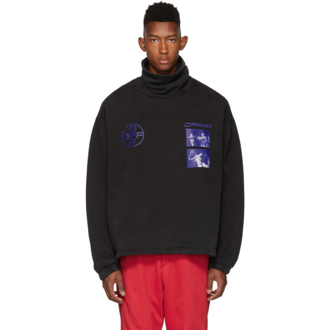 Photo: Off-White Black and Blue Hardcore Caravaggio Funnel Neck Sweatshirt