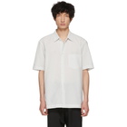 Issey Miyake Men White and Black Shrink Striped Shirt