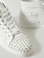 Christian Louboutin - Lou Spikes Orlato Studded Leather and Mesh High-Top Sneakers - White