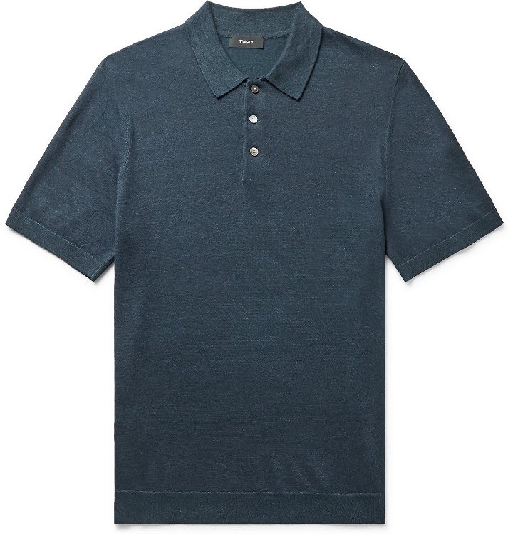 Photo: Theory - Linen-Blend Polo Shirt - Blue