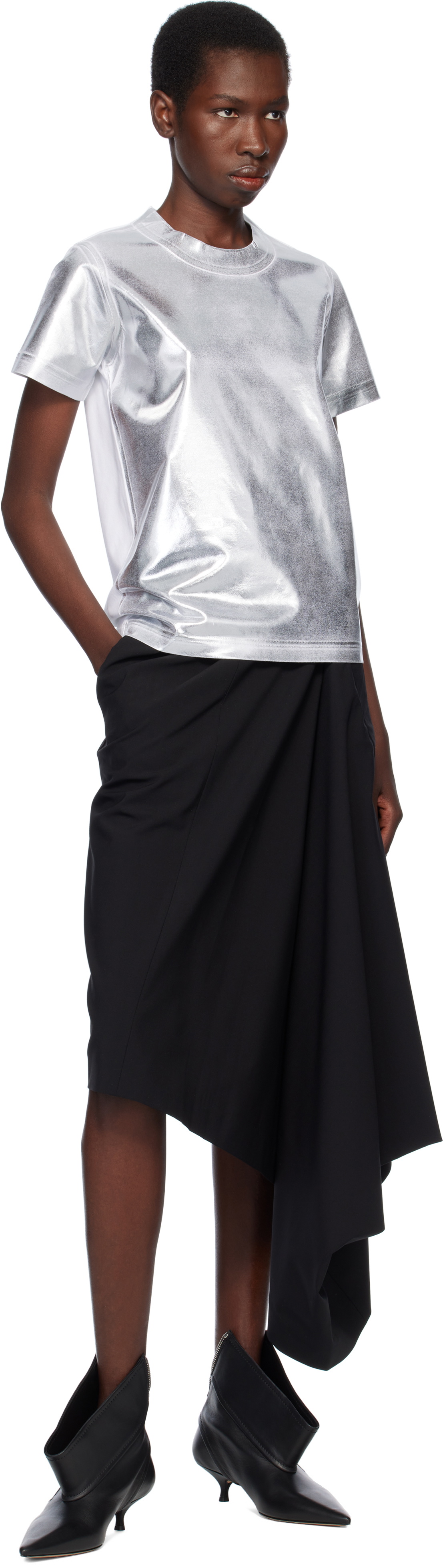 Junya Watanabe Silver & White Cotton Hyper Density Jersey T-shirt