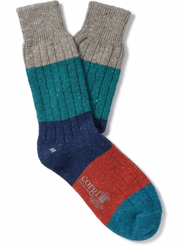 Photo: CORGI - Colour-Block Merino Wool-Blend Socks - Multi