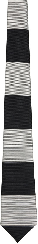 Photo: Comme des Garçons Homme Deux Black & White Striped Tie