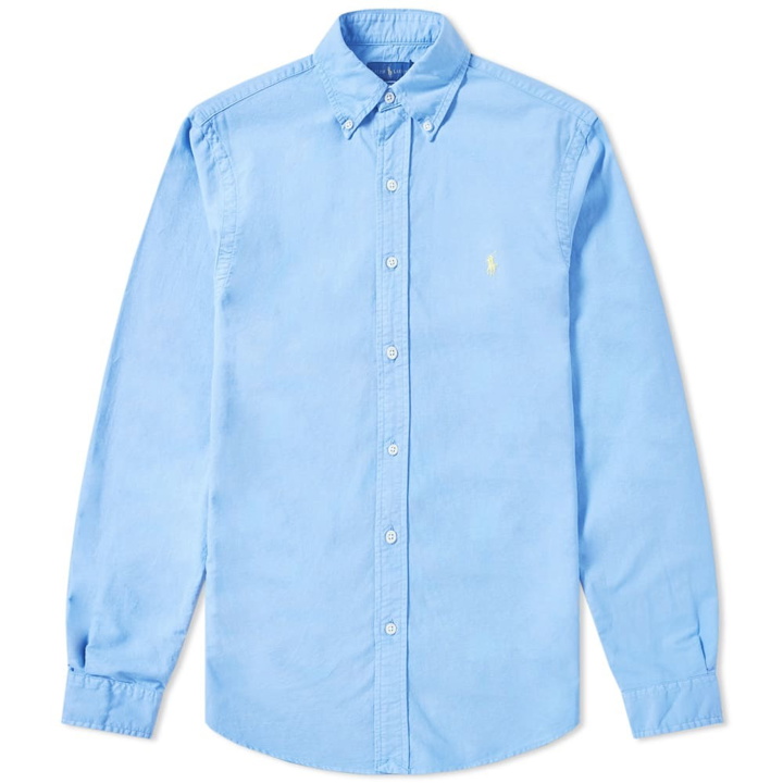Photo: Polo Ralph Lauren Slim Fit Garment Dyed Button Down Oxford Shirt Harbour Island Blue