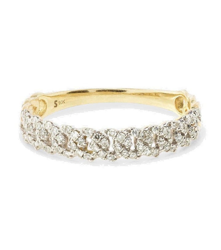 Photo: Stone and Strand Five 10kt yellow gold chain ring with diamonds