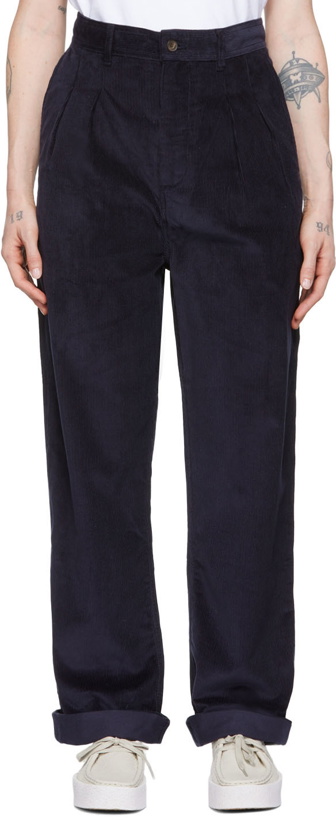 Photo: Maison Kitsuné Navy Olympia Le-Tan Cotton Trousers