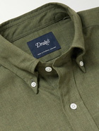 Drake's - Button-Down Collar Cotton-Flannel Shirt - Green