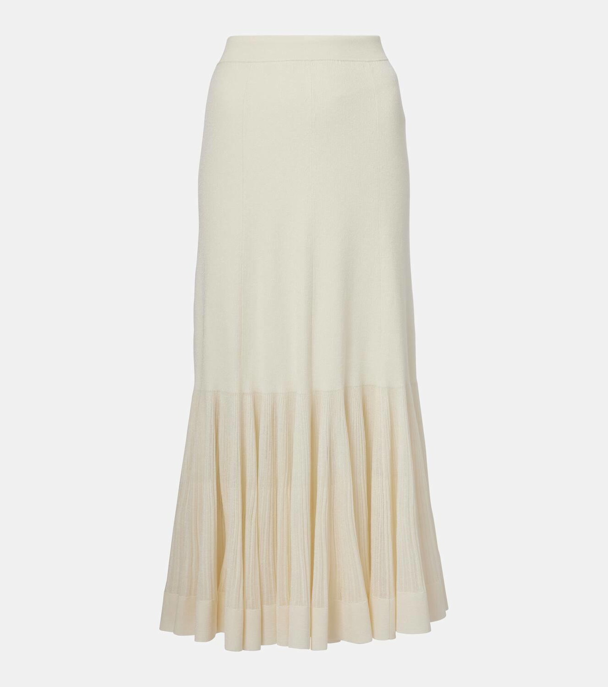 Zimmermann Illuminate pleated ribbed-knit midi skirt